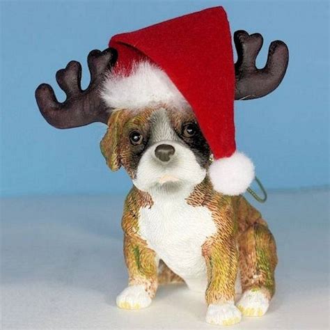 metal boxer dog with santa hat|Boxer Dog Christmas Ornament with Santa Hat V070 – Dog so cute.